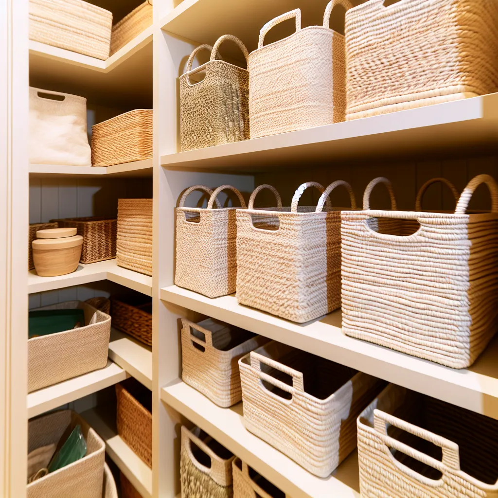 Handcrafted natural fiber basket storage